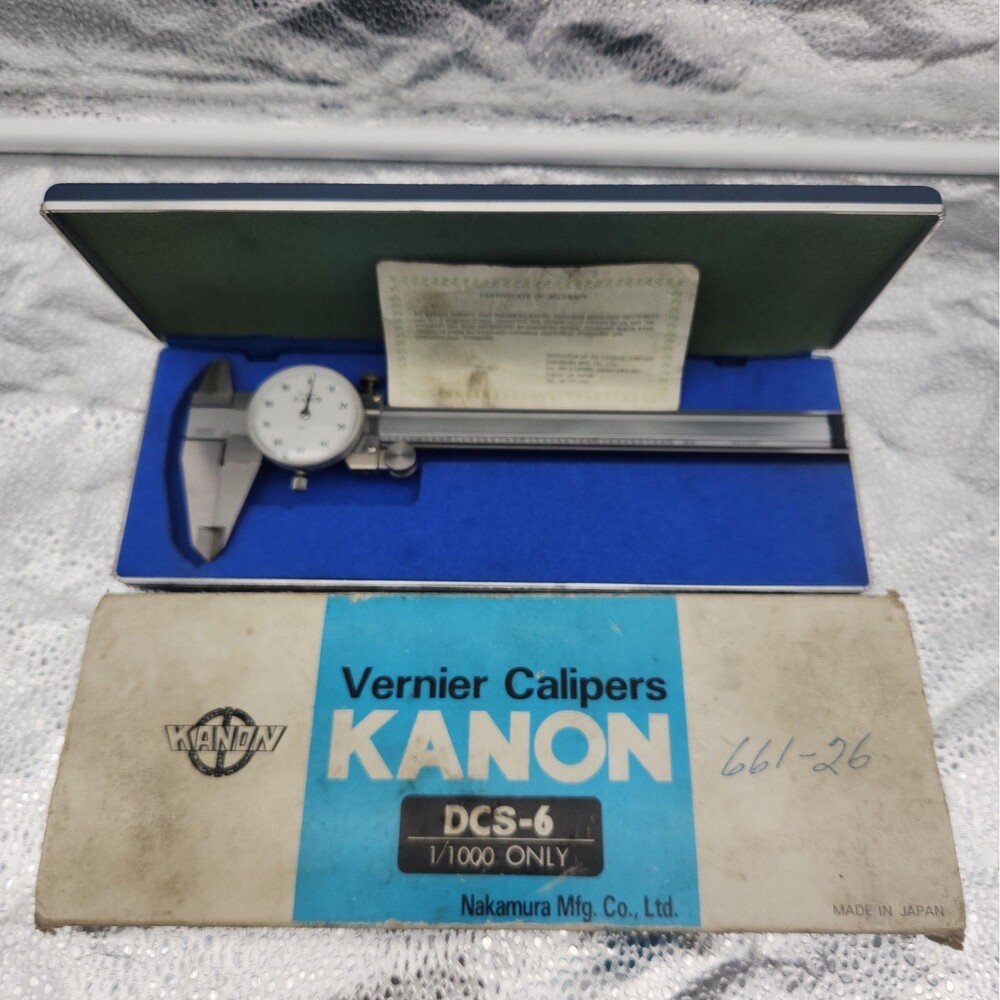 Tool Caliper Kanon DCS-6 Vernier Dial 1/1000 Hardened Steel With Case And Cert.